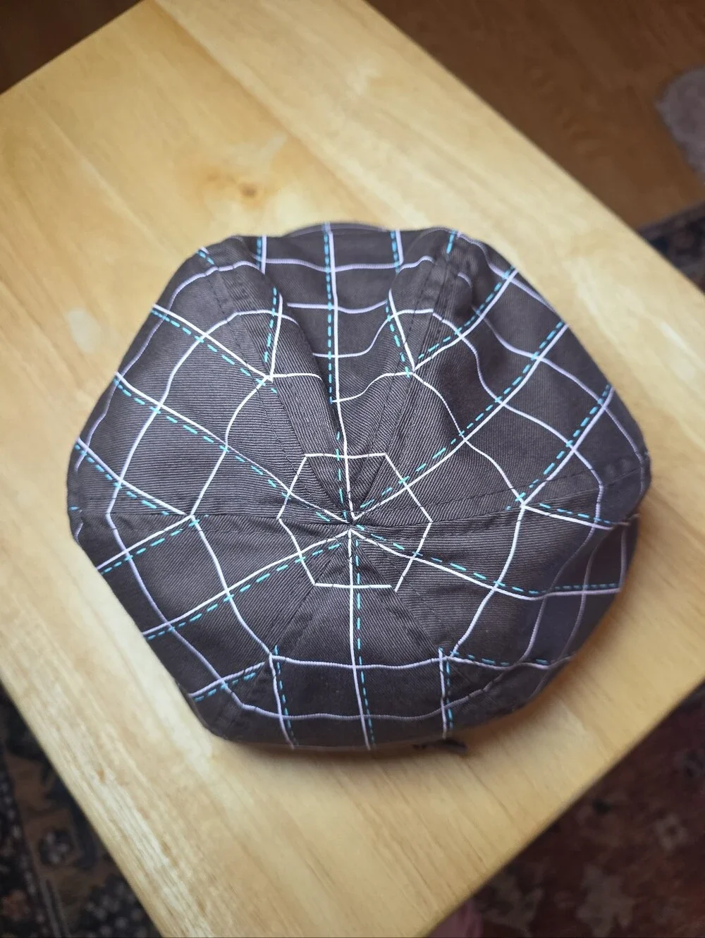 Vintage Harley-Davidson Brown Pink Plaid Cabbie Hat Newsboy Cap Women  EUC